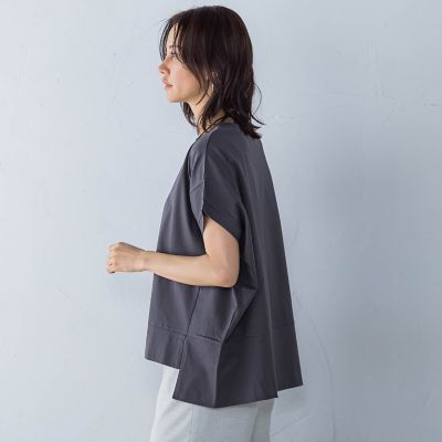 ラウンドヘムフライスカットソー≪手洗い可能≫