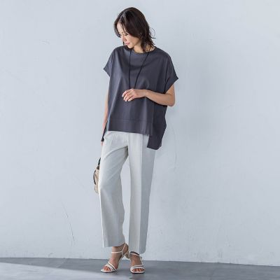 ラウンドヘムフライスカットソー≪手洗い可能≫