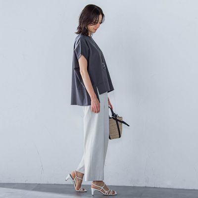 ラウンドヘムフライスカットソー≪手洗い可能≫