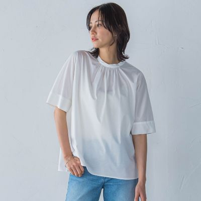 ＜LAUTREAMONT (Women)＞クールタッチギャザーネックカットソー≪洗濯機で洗える≫