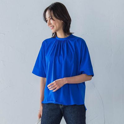 クールタッチギャザーネックカットソー≪洗濯機で洗える≫