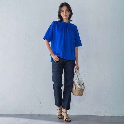 クールタッチギャザーネックカットソー≪洗濯機で洗える≫