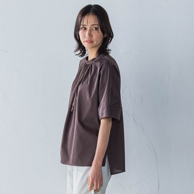 クールタッチギャザーネックカットソー≪洗濯機で洗える≫