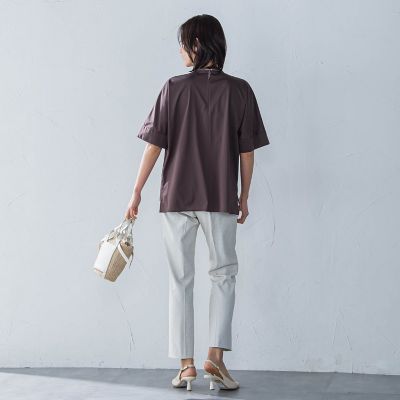 クールタッチギャザーネックカットソー≪洗濯機で洗える≫