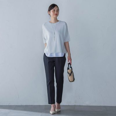 ラウンドヘムノースリーブカットソー≪洗濯機で洗える≫