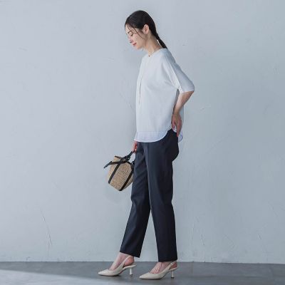ラウンドヘムノースリーブカットソー≪洗濯機で洗える≫