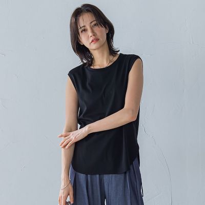 ＜LAUTREAMONT (Women)＞ラウンドヘムノースリーブカットソー≪洗濯機で洗える≫