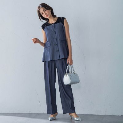 ラウンドヘムノースリーブカットソー≪洗濯機で洗える≫