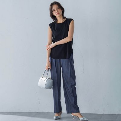 ラウンドヘムノースリーブカットソー≪洗濯機で洗える≫