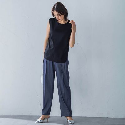 ラウンドヘムノースリーブカットソー≪洗濯機で洗える≫