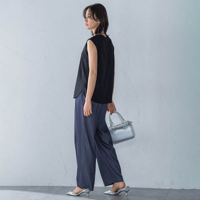 ラウンドヘムノースリーブカットソー≪洗濯機で洗える≫
