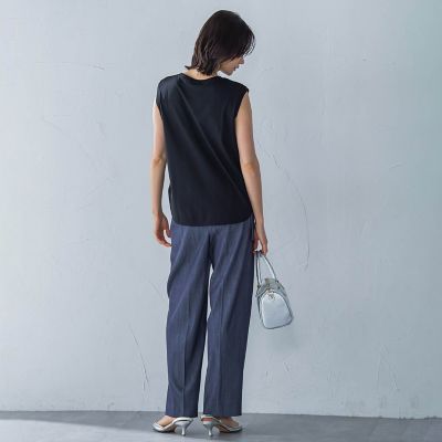 ラウンドヘムノースリーブカットソー≪洗濯機で洗える≫