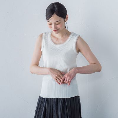 ＜LAUTREAMONT (Women)＞【一部店舗限定販売】チュールディテールニットタンクトップ≪手洗い可能≫
