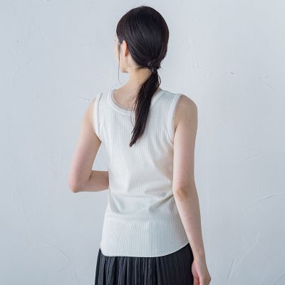 【一部店舗限定販売】チュールディテールニットタンクトップ≪手洗い可能≫