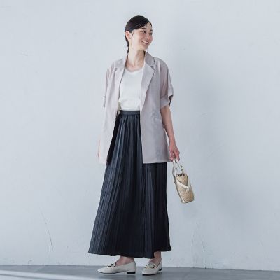 【一部店舗限定販売】チュールディテールニットタンクトップ≪手洗い可能≫
