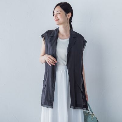 【一部店舗限定販売】チュールディテールニットタンクトップ≪手洗い可能≫