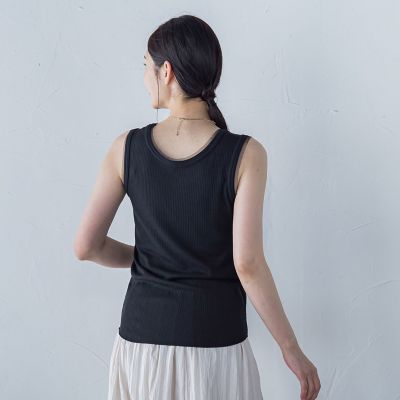 【一部店舗限定販売】チュールディテールニットタンクトップ≪手洗い可能≫