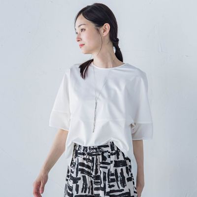 ＜LAUTREAMONT (Women)＞袖口シアーフォルムカットソー≪手洗い可能≫