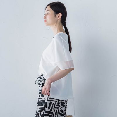 袖口シアーフォルムカットソー≪手洗い可能≫