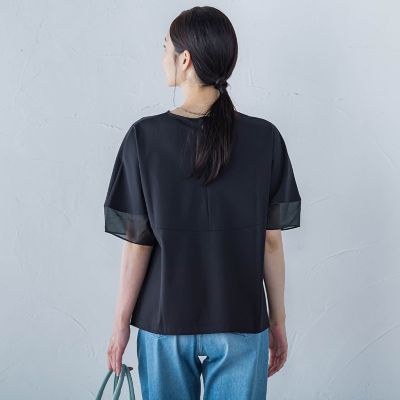 袖口シアーフォルムカットソー≪手洗い可能≫