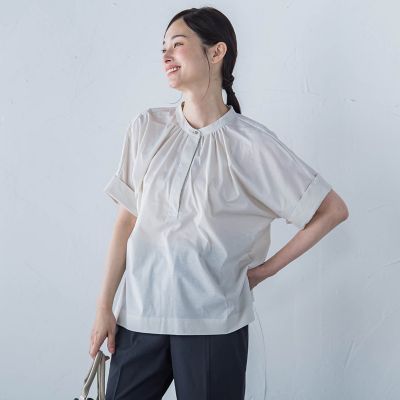 【ＷＥＢ限定】ライクアウーヴンバンドカラーブラウス≪洗濯機で洗える≫