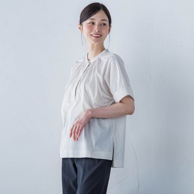 【ＷＥＢ限定】ライクアウーヴンバンドカラーブラウス≪洗濯機で洗える≫