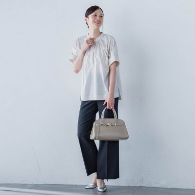 【ＷＥＢ限定】ライクアウーヴンバンドカラーブラウス≪洗濯機で洗える≫