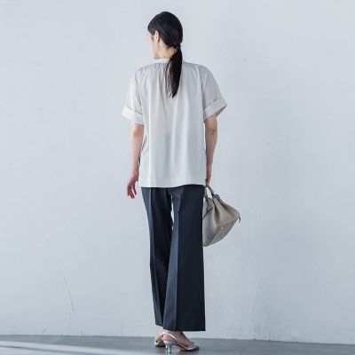 【ＷＥＢ限定】ライクアウーヴンバンドカラーブラウス≪洗濯機で洗える≫