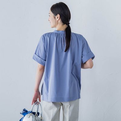 【ＷＥＢ限定】ライクアウーヴンバンドカラーブラウス≪洗濯機で洗える≫