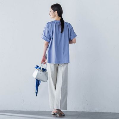 【ＷＥＢ限定】ライクアウーヴンバンドカラーブラウス≪洗濯機で洗える≫