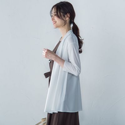 【ＷＥＢ限定】ひやさらシワレス着流しカーディガン≪洗濯機で洗える≫