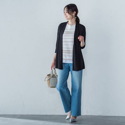 【ＷＥＢ限定】ひやさらシワレス着流しカーディガン≪洗濯機で洗える≫