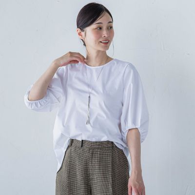 【ＷＥＢ限定】きれいめハーフスリーブカットソー　≪接触冷感／洗濯機ＯＫ≫