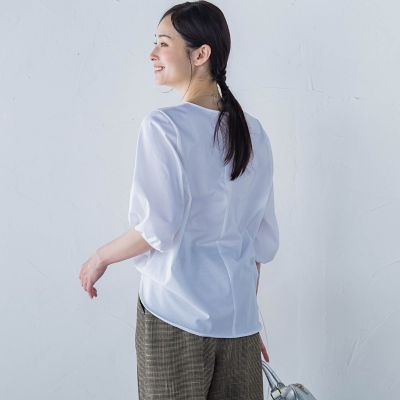 【ＷＥＢ限定】きれいめハーフスリーブカットソー　≪接触冷感／洗濯機ＯＫ≫