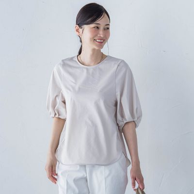 【ＷＥＢ限定】きれいめハーフスリーブカットソー　≪接触冷感／洗濯機ＯＫ≫