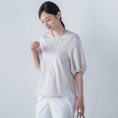 【ＷＥＢ限定】きれいめハーフスリーブカットソー　≪接触冷感／洗濯機ＯＫ≫