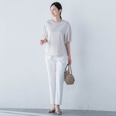 【ＷＥＢ限定】きれいめハーフスリーブカットソー　≪接触冷感／洗濯機ＯＫ≫