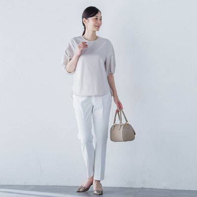 【ＷＥＢ限定】きれいめハーフスリーブカットソー　≪接触冷感／洗濯機ＯＫ≫