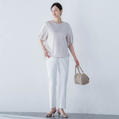 【ＷＥＢ限定】きれいめハーフスリーブカットソー　≪接触冷感／洗濯機ＯＫ≫