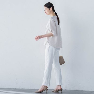 【ＷＥＢ限定】きれいめハーフスリーブカットソー　≪接触冷感／洗濯機ＯＫ≫