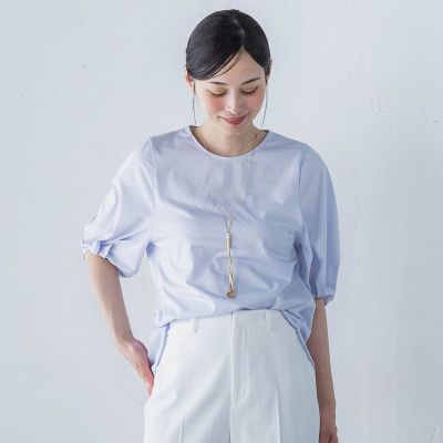 【ＷＥＢ限定】きれいめハーフスリーブカットソー　≪接触冷感／洗濯機ＯＫ≫