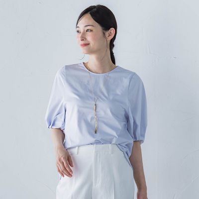 【ＷＥＢ限定】きれいめハーフスリーブカットソー　≪接触冷感／洗濯機ＯＫ≫