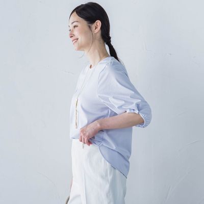 【ＷＥＢ限定】きれいめハーフスリーブカットソー　≪接触冷感／洗濯機ＯＫ≫