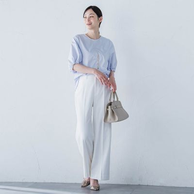 【ＷＥＢ限定】きれいめハーフスリーブカットソー　≪接触冷感／洗濯機ＯＫ≫