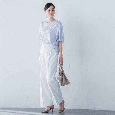 【ＷＥＢ限定】きれいめハーフスリーブカットソー　≪接触冷感／洗濯機ＯＫ≫