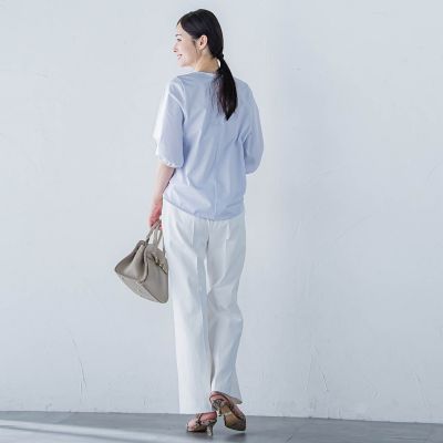 【ＷＥＢ限定】きれいめハーフスリーブカットソー　≪接触冷感／洗濯機ＯＫ≫