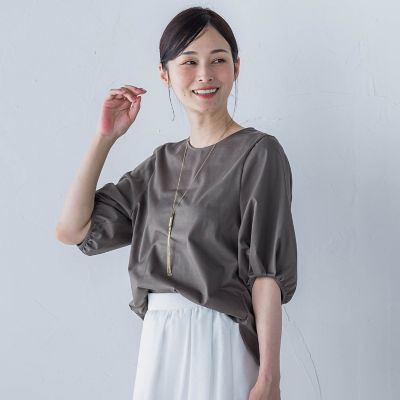 LAUTREAMONT (Women)/ロートレアモン 【ＷＥＢ限定】きれいめハーフスリーブカットソー　≪接触冷感／洗濯機ＯＫ≫