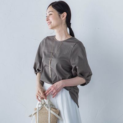 【ＷＥＢ限定】きれいめハーフスリーブカットソー　≪接触冷感／洗濯機ＯＫ≫