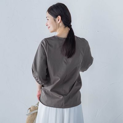 【ＷＥＢ限定】きれいめハーフスリーブカットソー　≪接触冷感／洗濯機ＯＫ≫