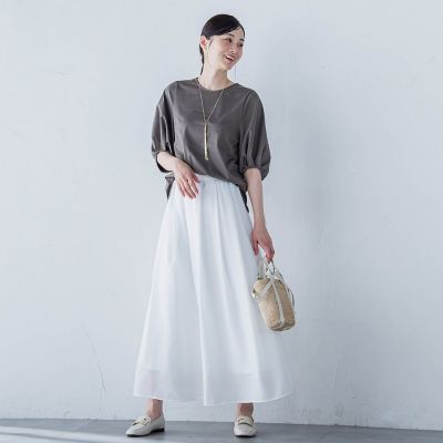 【ＷＥＢ限定】きれいめハーフスリーブカットソー　≪接触冷感／洗濯機ＯＫ≫